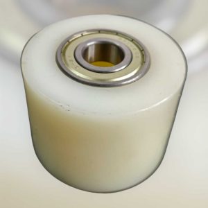 Durable white nylon roller with precision bearing for smooth operation